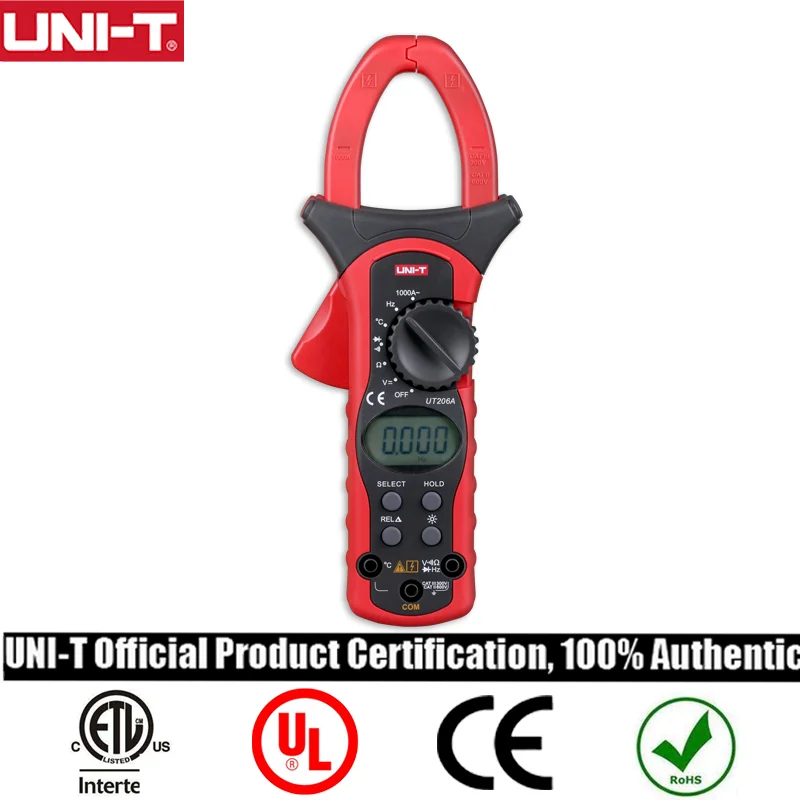 

UNI-T 1000A Digital Clamp Meters UT206A Earth Ground Megohmmeter Multimeter Voltage Current Resistance Insulation Tester
