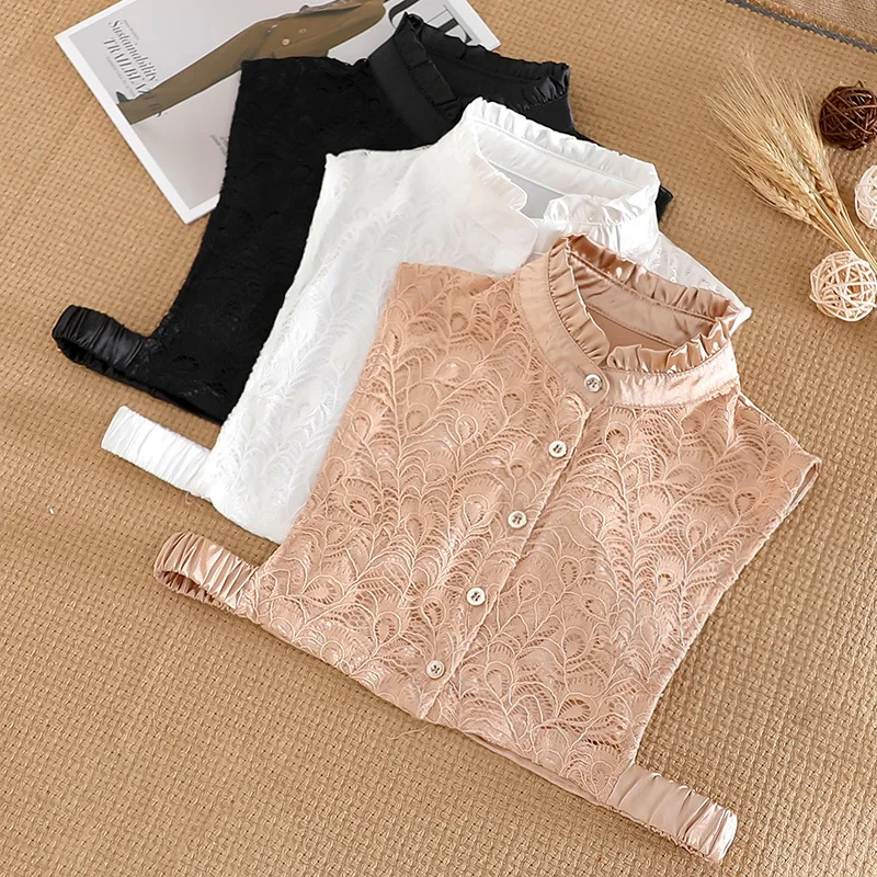 Элегантный отворот искусственная женская рубашка ложный воротник белый съемный