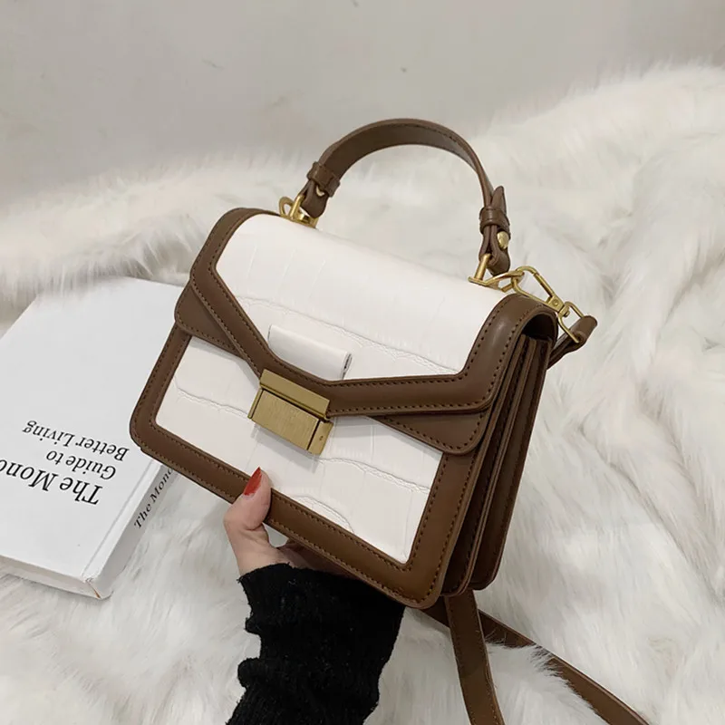 

Burminsa Stone Pattern Lock Design Small Women Handbags New 2022 Trend Short Handle Fashion Brand Ladies Shoulder Crossbody Bags