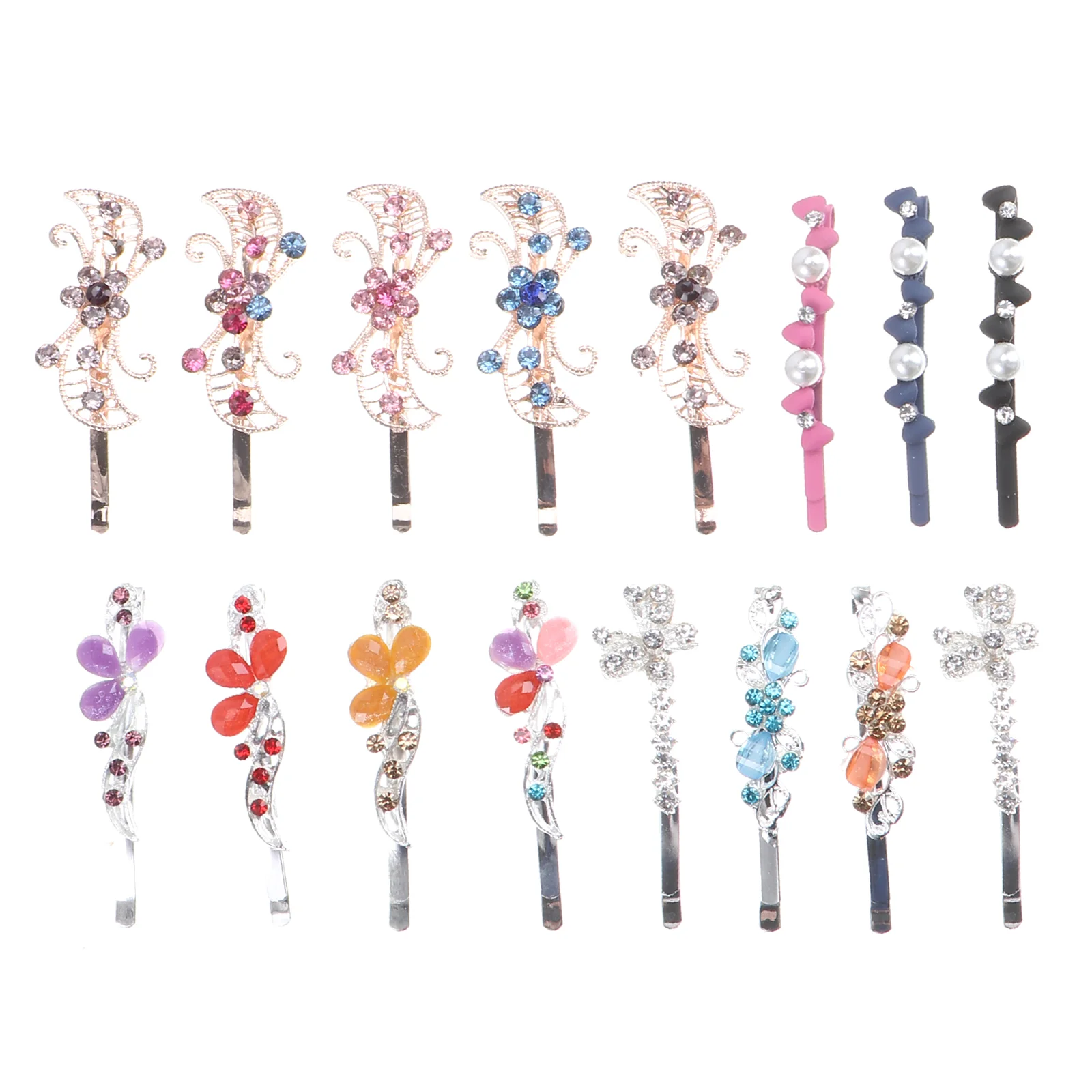 

Flower Bobby Crystal Hair Gold Rhinestone Clips Minimalist Leaf Pearl Color Hairpinsrose Wedding Retro Barrettesalloy Vintage