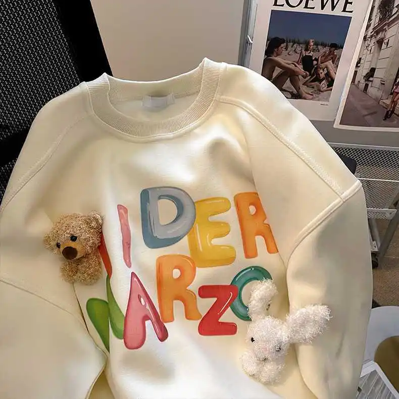 

Свитшот с подвеской в виде медведя, в стиле хип-хоп