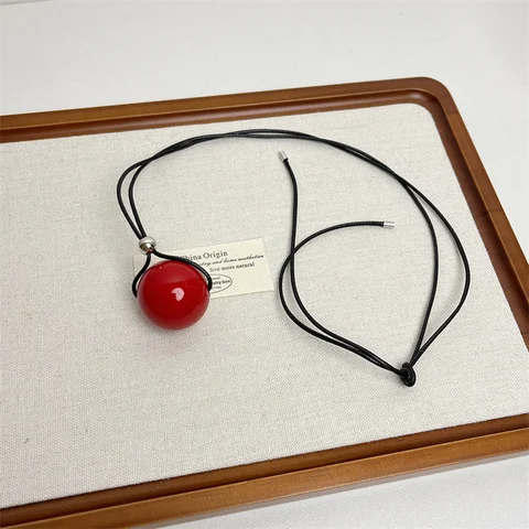 XIALUOKE простое металлическое геометрическое круглое ожерелье с подвеской в виде шара для женщин, элегантное плетение, завязанный бантом, регулируемая цепочка, ювелирные изделия