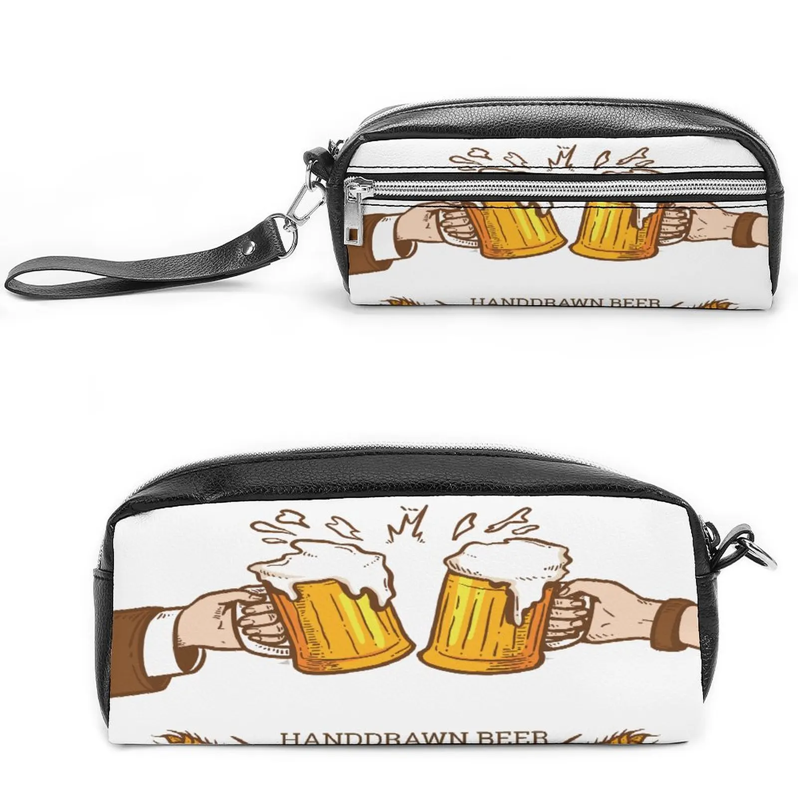 

Small Makeup Bags Pen Bag for Women Waterproof Travel Cosmetic Bag for Purse Zipper Compact Makeup Pouch Beer Pattern