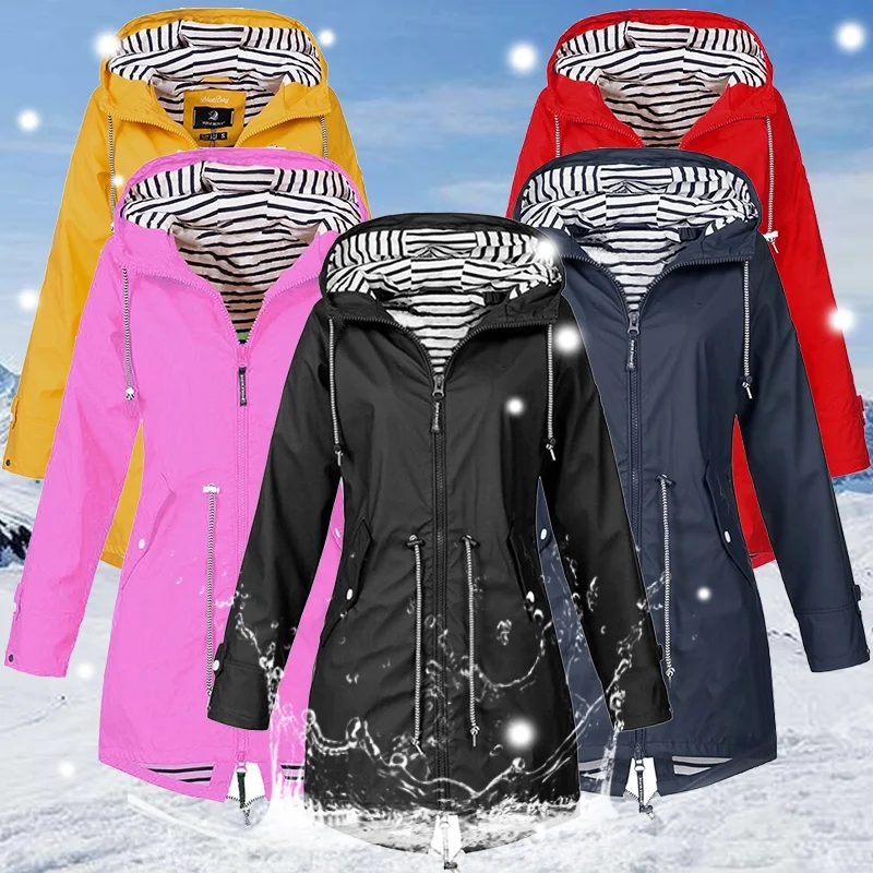 

Vrouwen Outdoor Waterdichte Regen Jas Running Jas Jassen Klimmen Hooded Mouw Capuchon Windjack