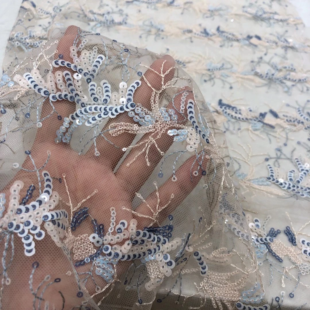 Популярное Африканское бежевое Сетчатое кружево с вышивкой и красивым узором из