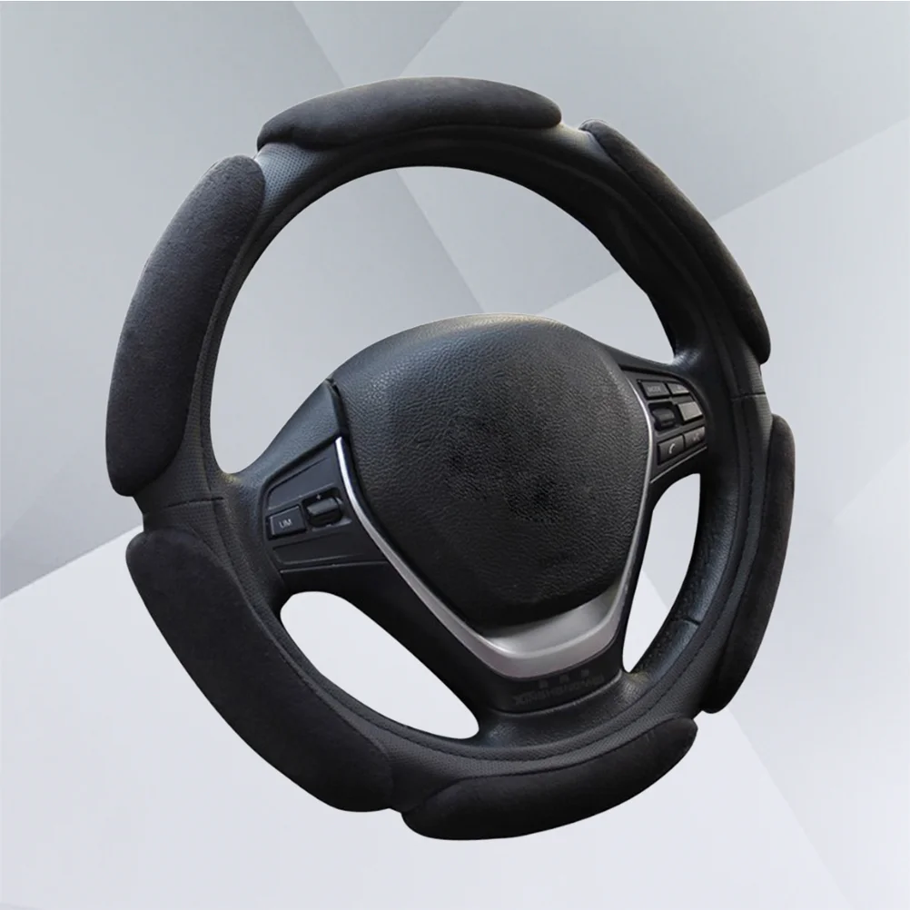 

38MM Suede Fabric Car Steering Wheel Cover Anti- Wheel Sleeve Protector (Black)