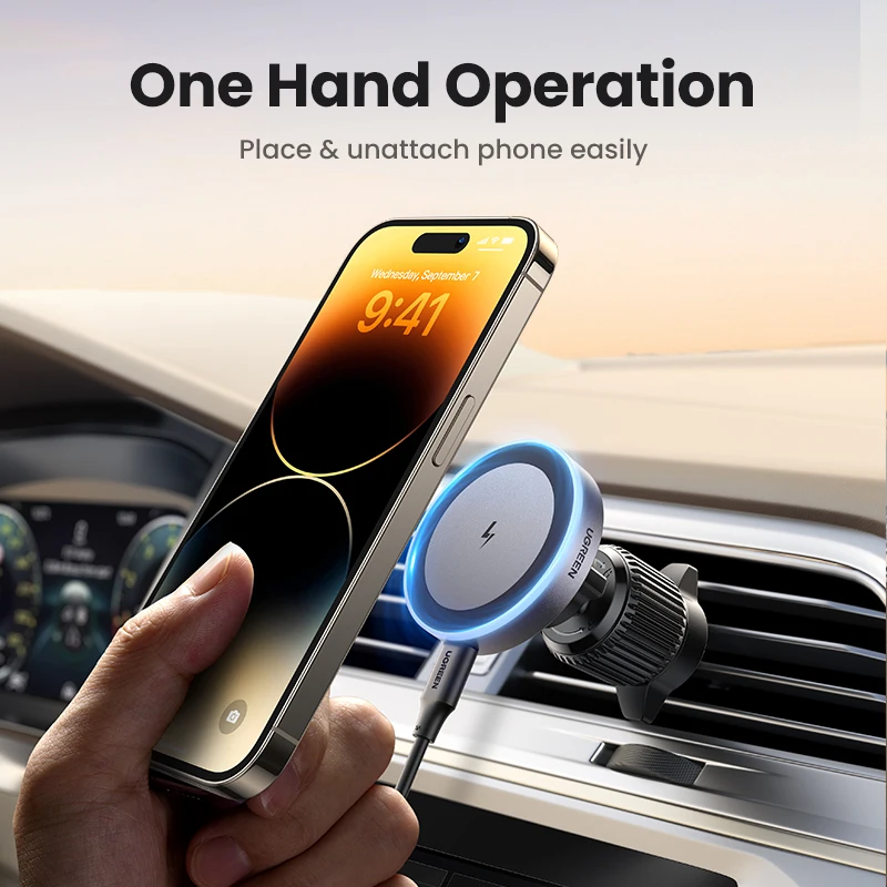 UGREEN Qi2 15 Вт Магнитный автомобильный держатель для телефона Беспроводное зарядное