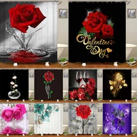3d roses butterfly print shower curtain set beautiful flowers bath curtains waterproof bathroom decoration with 12 hooks
