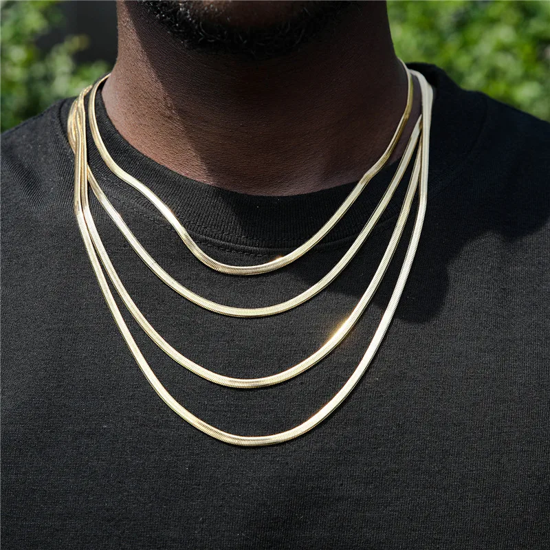 

US7 3MM 4MM Stainless Steel Flat Snake Chain Necklace for Unisex Waterproof Choker For Women Men Hip Hop Jewelry WHolesale Gift
