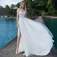 long sleeve wedding dresses 2022 a line o neck lace appliques button tulle sweep train vintage bride gown vestidos de noiva