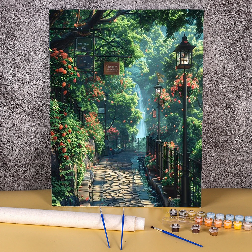 Набор для рисования по номерам на холсте лес и улица