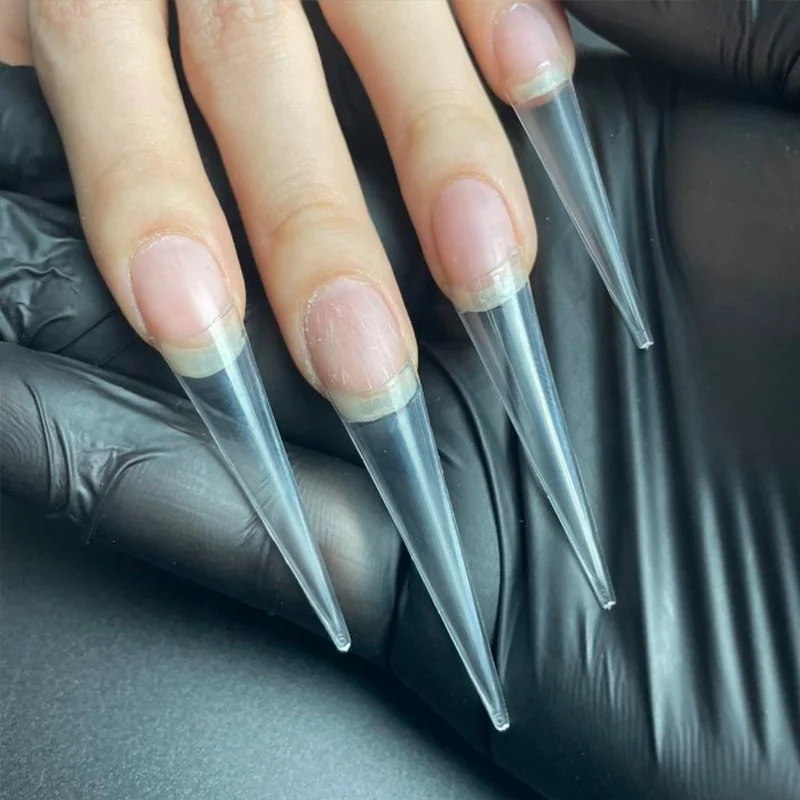 

XXL Half Cover Clear Long Sharp Stiletto Nail Tip Extra Long Straight False Tips Abs Acrylic Fingernails with 10 Sizes