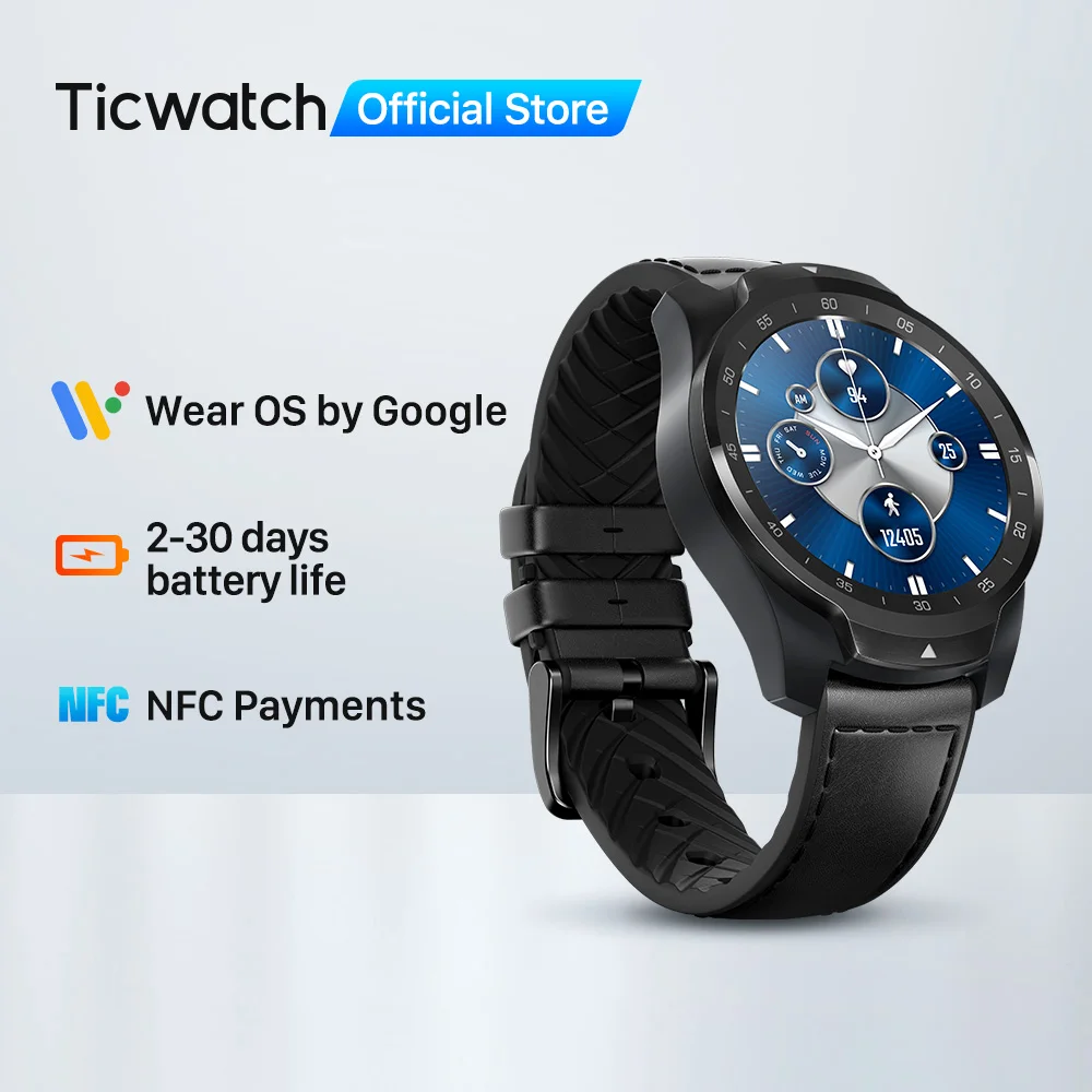 

TicWatch Pro S 1GB RAM Smartwatch Dual Display IP68 Waterproof Watches NFC Sleep Tracking 24h Heart Rate Monitor Men's Watch