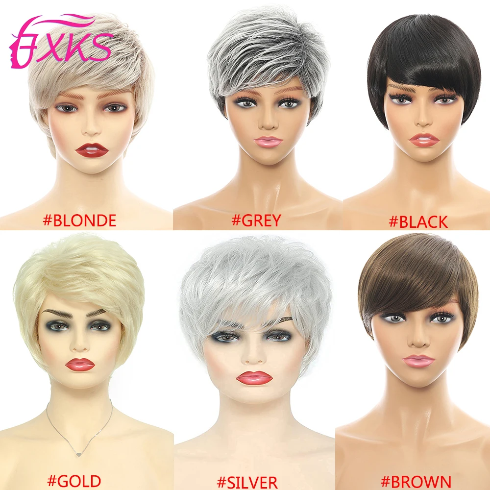 Блонд волнистые синтетические волосы парики серые серебристые короткие с