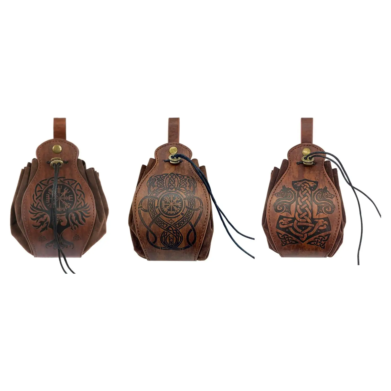 

Viking Vintage Bag Purse PU Leather Renaissance Storage Portable Viking Dice Bag Waist Bag Dice Bag for Game Playing Gift