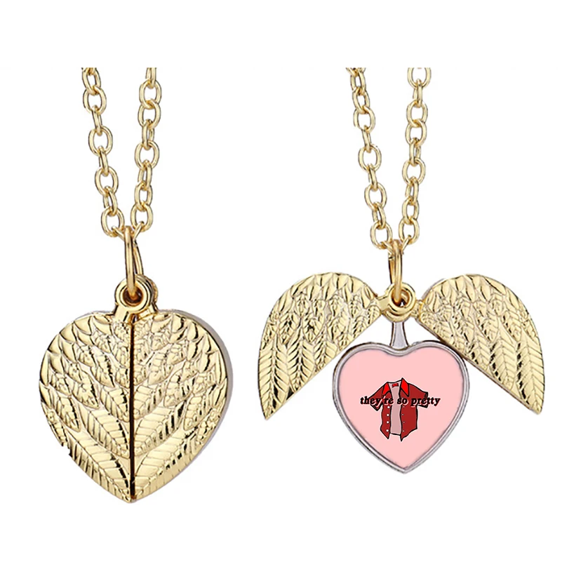 

They'Re So Pretty In Their Button Down S Len Heart Active Angel Wing Necklace Beautiful Pendant Fashion Jewelry