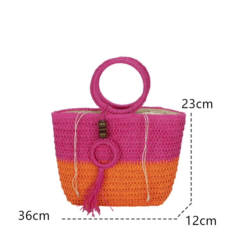 Straw Beach Bag Handmade Woven Shoulder Bag Raffia Rattan Travel Tote 2023 Bohemian Summer Large capacity Basket Casual Handbag