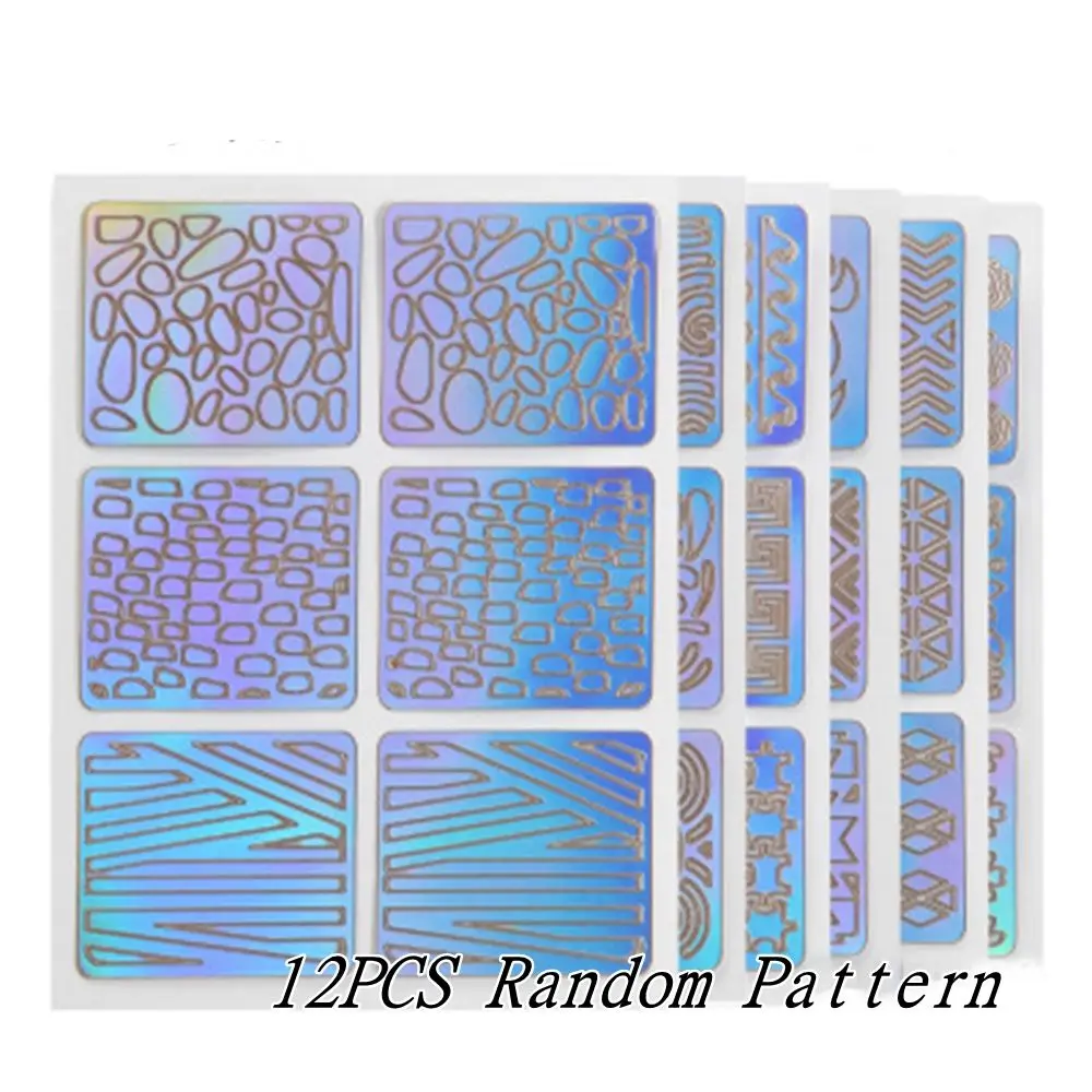 

6/12/24 шт., голографические пустые 3D-Наклейки для ногтей