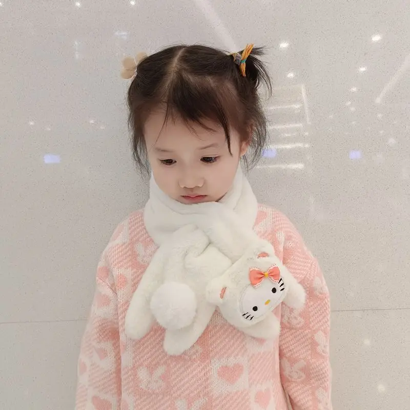 

Winter Hello Kitty Anime Kawaii Sanrio Children Warm Scarf New Girly Heart Baby Cute Cartoon Neck Protection Toys for Kids