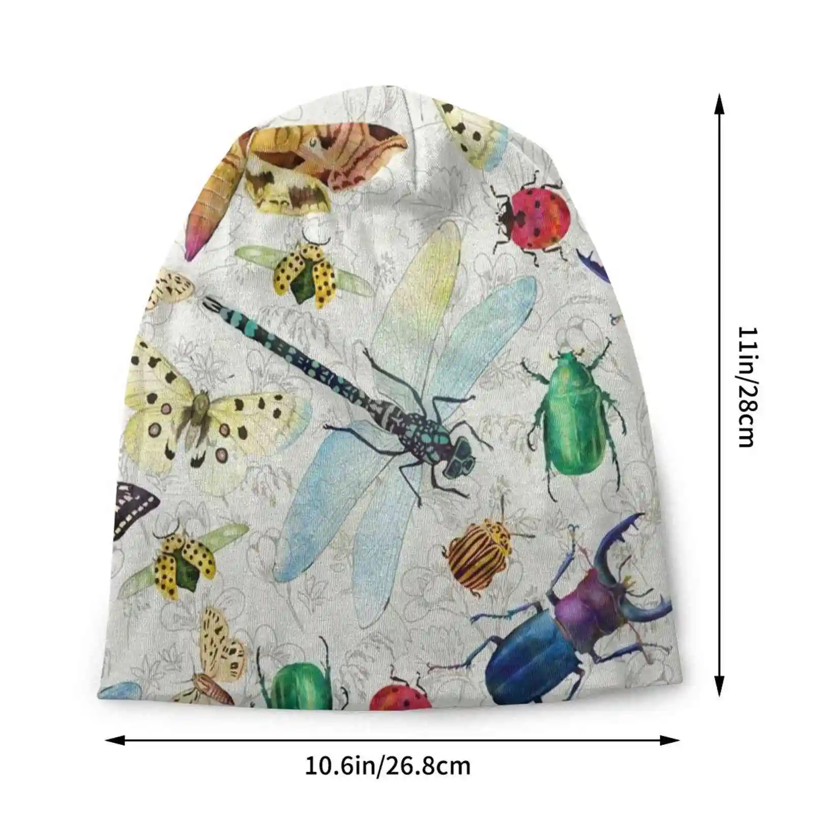 Вязаная шапка с акварельными насекомыми теплая уличные шапки насекомые