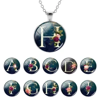 joinbeauty a z english letters flower image glass dome link necklace cabochon pendant necklace choker jewelry fashion 2022 fhw27