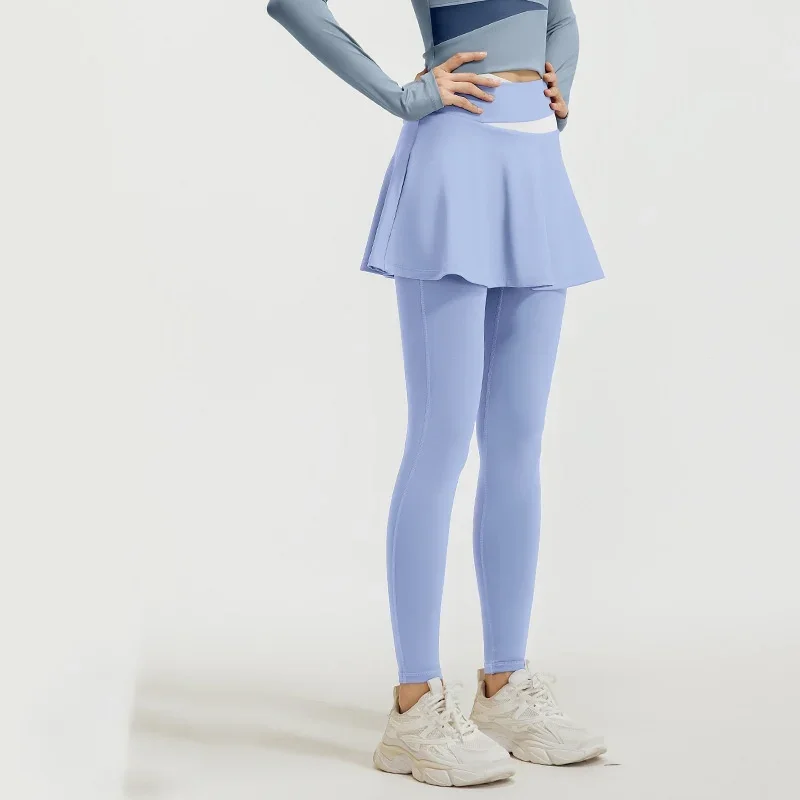 Поддельные брюки из двух частей спортивные женские тонкие для фитнеса и йоги