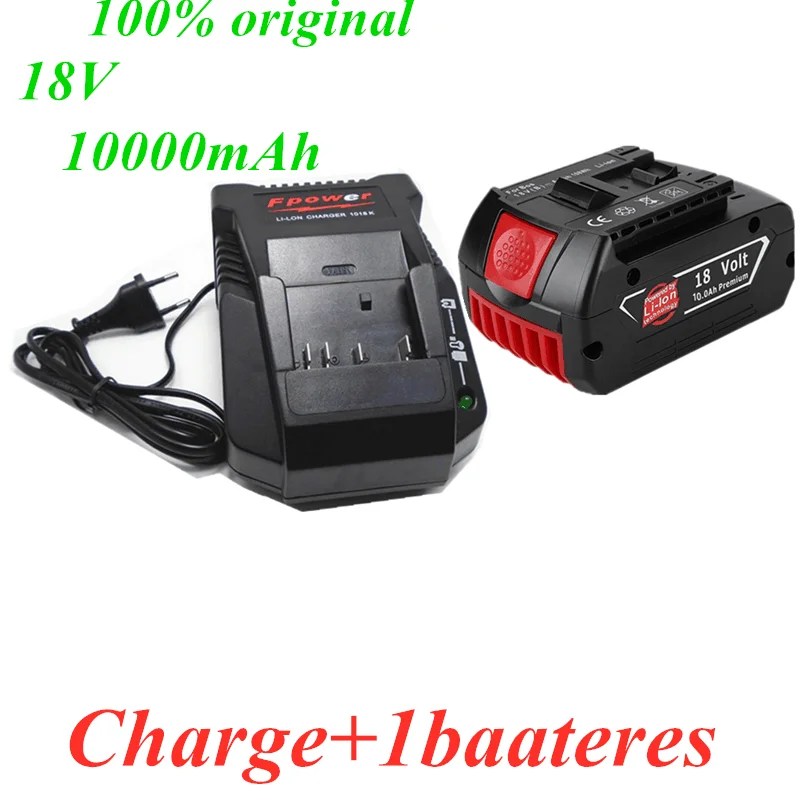

100% new 18V 10000mAh lithium ion battery bat609, bat609g, bat618, bat618g, bat614, 2607336236 charger for Bosch electric drill