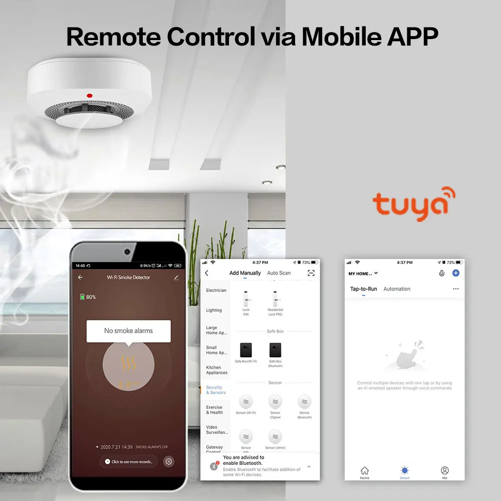 Tuya Wifi Smoke Detector Sensor Smart Home Security Protection Fire Alarm Sensor Smart Life APP Works With Alexa Google Home