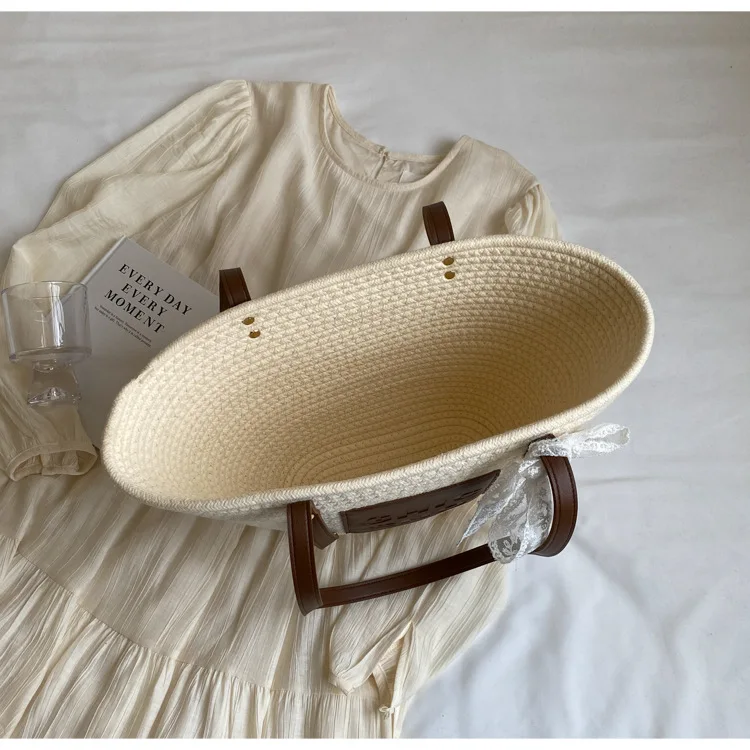 WBS 2024 модная плетеная летняя сумка-тоут ручной работы вместительная корзина и