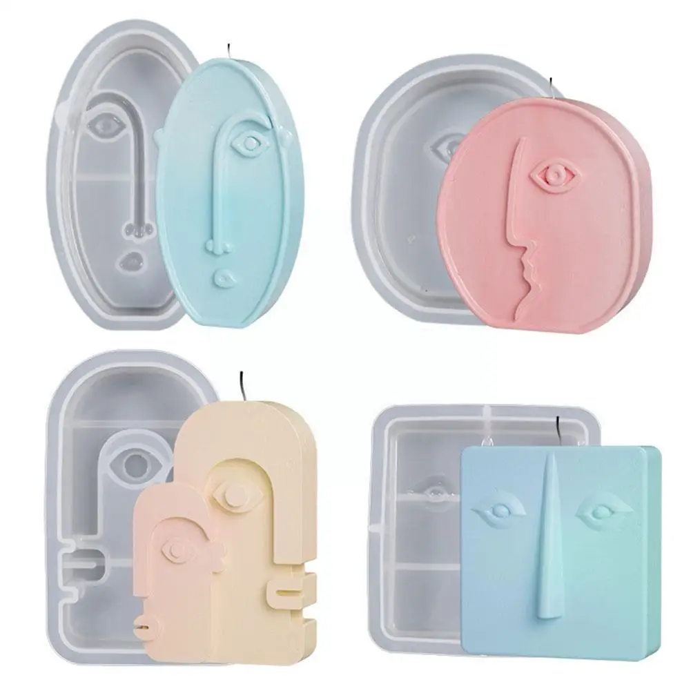 

Nordic Design Silicone Candle Mold Handmade Abstract Mold Candle Resin Mold Human Face Diy Scented Mold Irregular Silicone S3p6