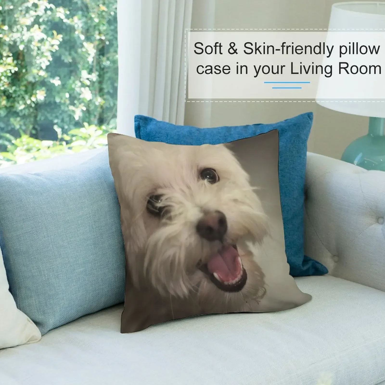 Белая улыбающаяся подушка Happy Havanese Puppy роскошная наволочка рождественская