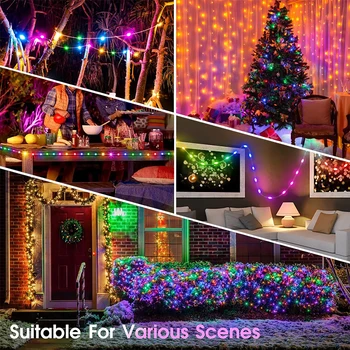 RGB IC Christmas Lights for Tree Led Fairy String Lights Christmas Tree Decor New Year's Eve 2024 Party Outdoor Camping Lights 6