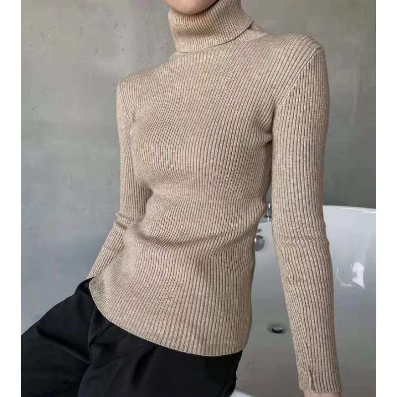 

2020 Autumn and Winter High Collar Bottoming Sweater Women's Knitwear Thickening Minimalist All-Match Thread Inner Wear Pullover
