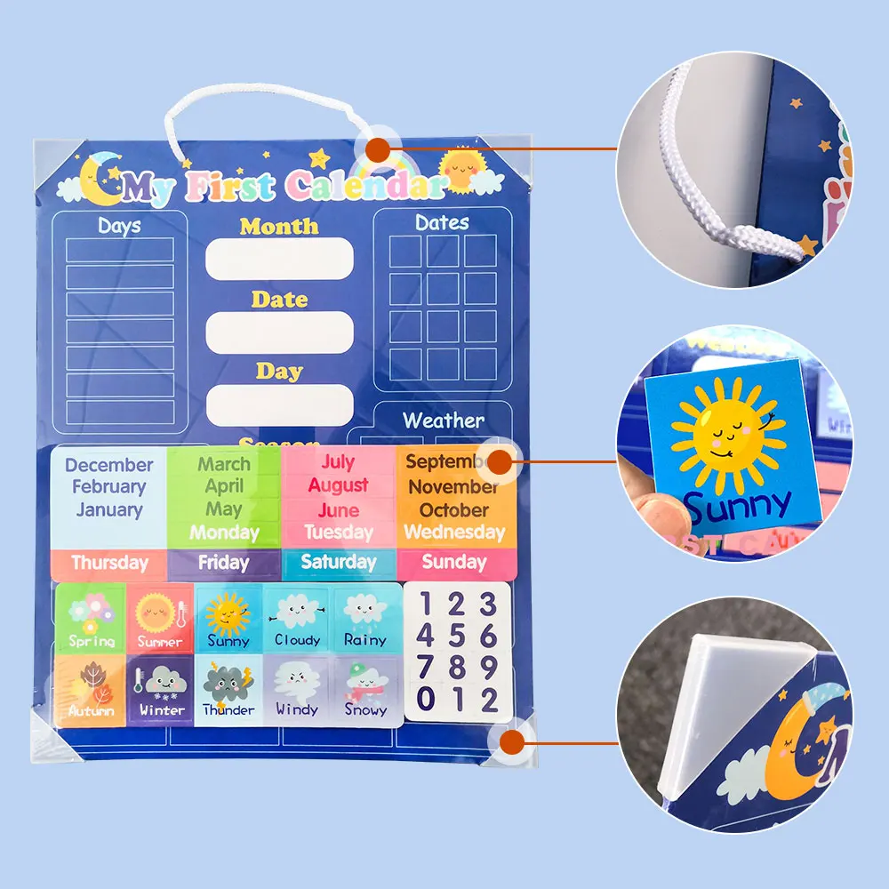 

Kids Learn Date Month Time Weather Magnetic Sticker Wall Chart Calendar English Cards Learning Toys Gift Classroom Supplies