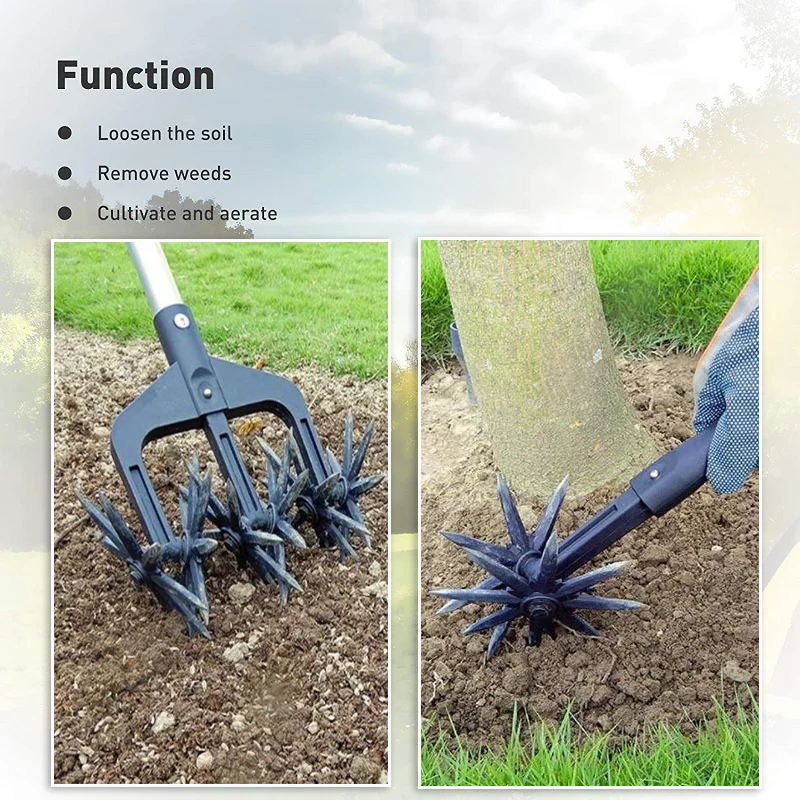 

New Manual Soil Turning Tool Lawn Ripper Garden Aerator Rotary Cultivator Ripper Artifact Rotary Cultivator Tool Dropshipping