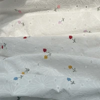 145x50cm summer cotton white hollow flower embroidery little flower fabric making fashion dress shirt clothing cloth
