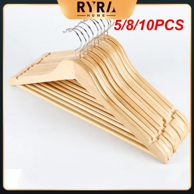 

5/8/10PCS Solid Wood No Deformation Drying Holder U-groove Anti-skid Design Coat Hanger Flexible And Strong Adult Hangers