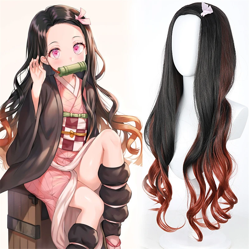 

Парик Kamado Nezuko, рассекающий демонов: Kimetsu no Yaiba Nezuko, косплей, 95 см, градиент, аксессуары для длинных волос, термостойкий синтетический парик
