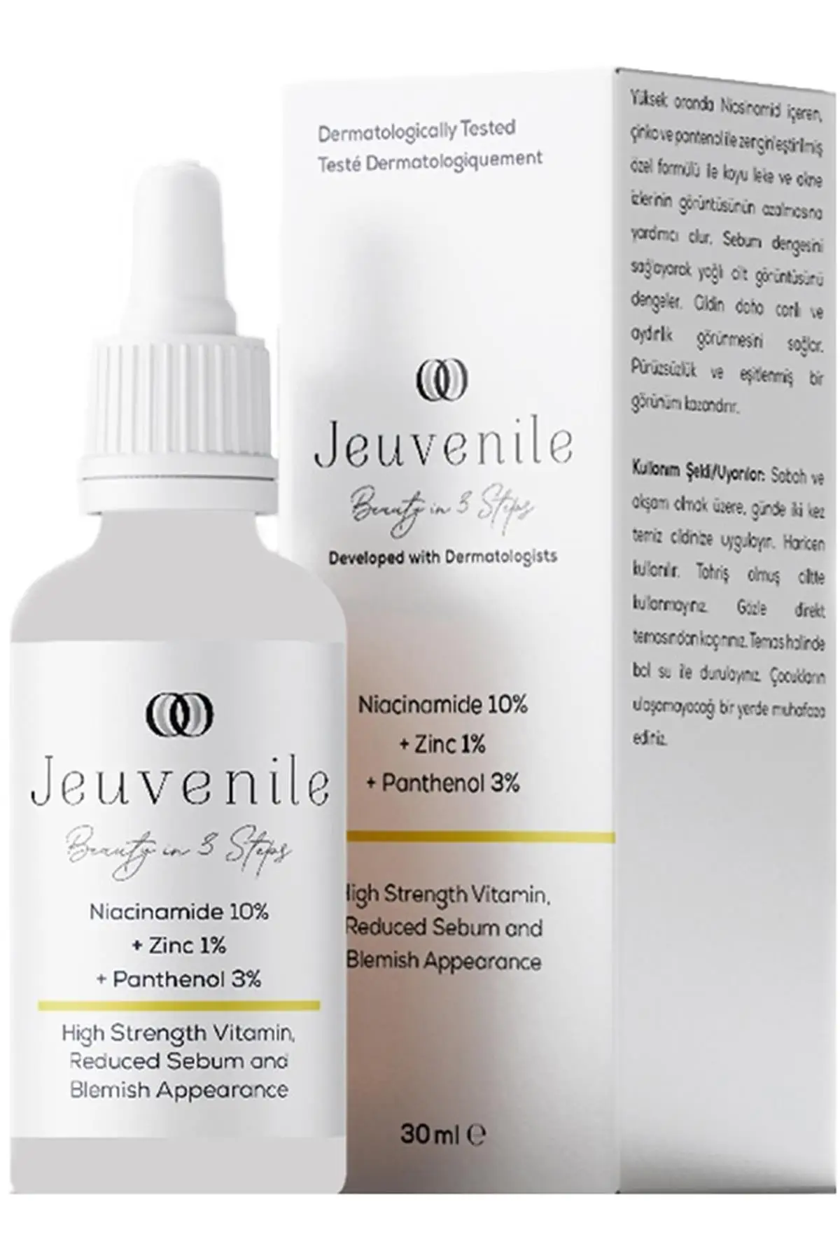 

Бренд: jeuvenile Niacinamide % 10 + 1 + 3 из пантенола из оцинкованного маслоочистителя кожи и борьбы с пятнами