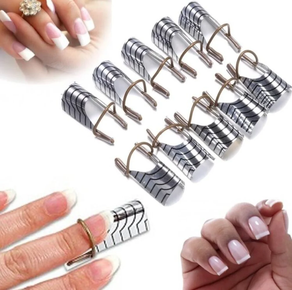 

10 Pcs Reusable Nail Extension Nail Forms for UV Gel Nail Polish Guide Builder Tools Kit Acrylic French Tips Manicure Nail Tips