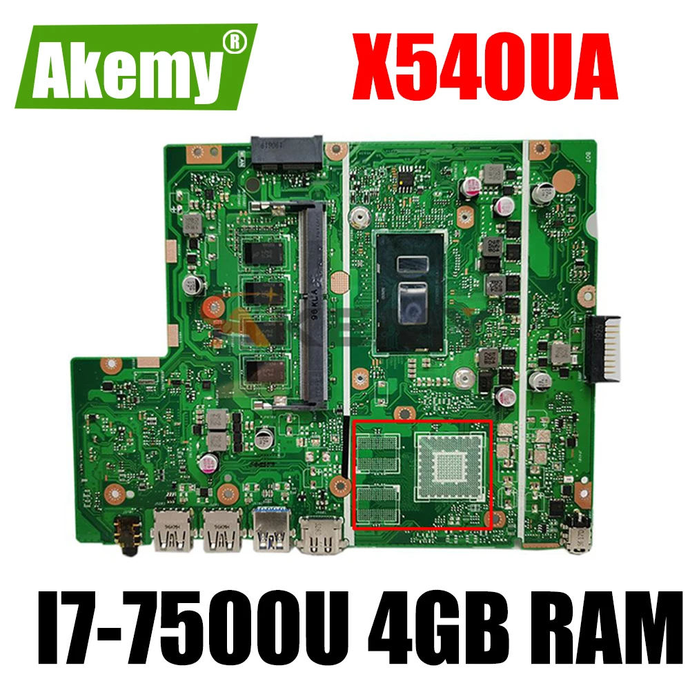 

Материнская плата AKemy для ноутбуков ASUS X540UA X540UBR X540UB X540U X540, оригинальная материнская плата X540UA с параметрами 4 Гб ОЗУ