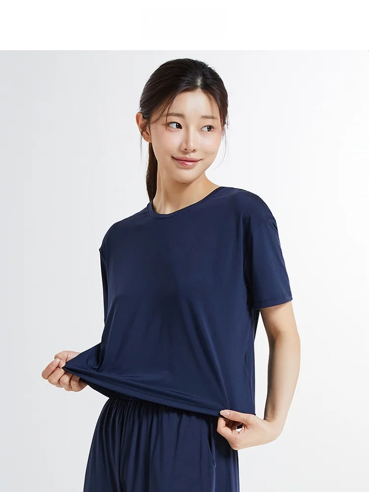 Spao Южная Корея Same Sle новинка лета 2024 женская базовая футболка с круглым вырезом и