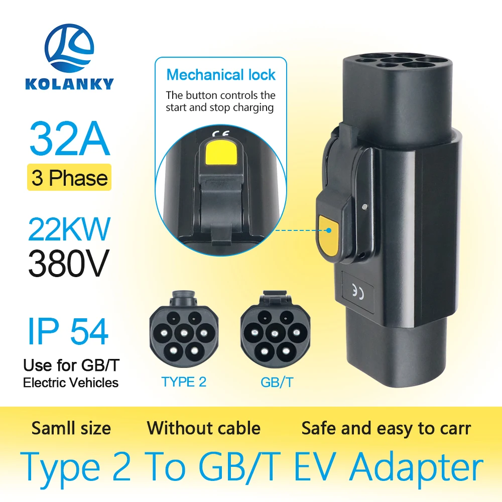 Адаптер зарядного устройства для электромобилей Тип 2-Гбт 32 А 22 кВт зарядка