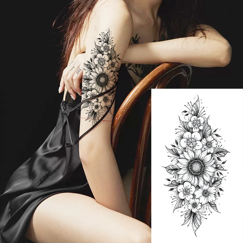 Временные тату-наклейки для женщин и девочек наклейки на руку ногу Подсолнухи