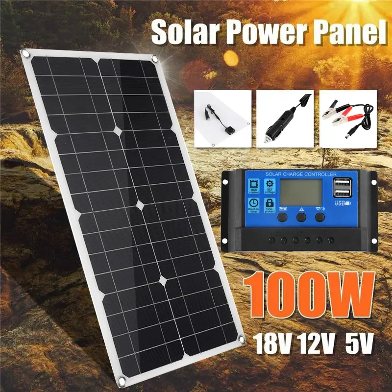 

100W Flexible Solar Panel Kit for Home Solar Power System for Camping Car 12V Solar Charger Cell Energy Sytem