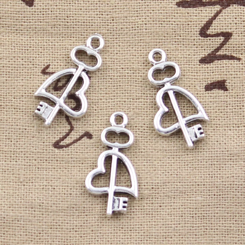 

20pcs Charms Key Cross Heart 23x12mm Antique Silver Color Pendants DIY Crafts Making Findings Handmade Tibetan Jewelry