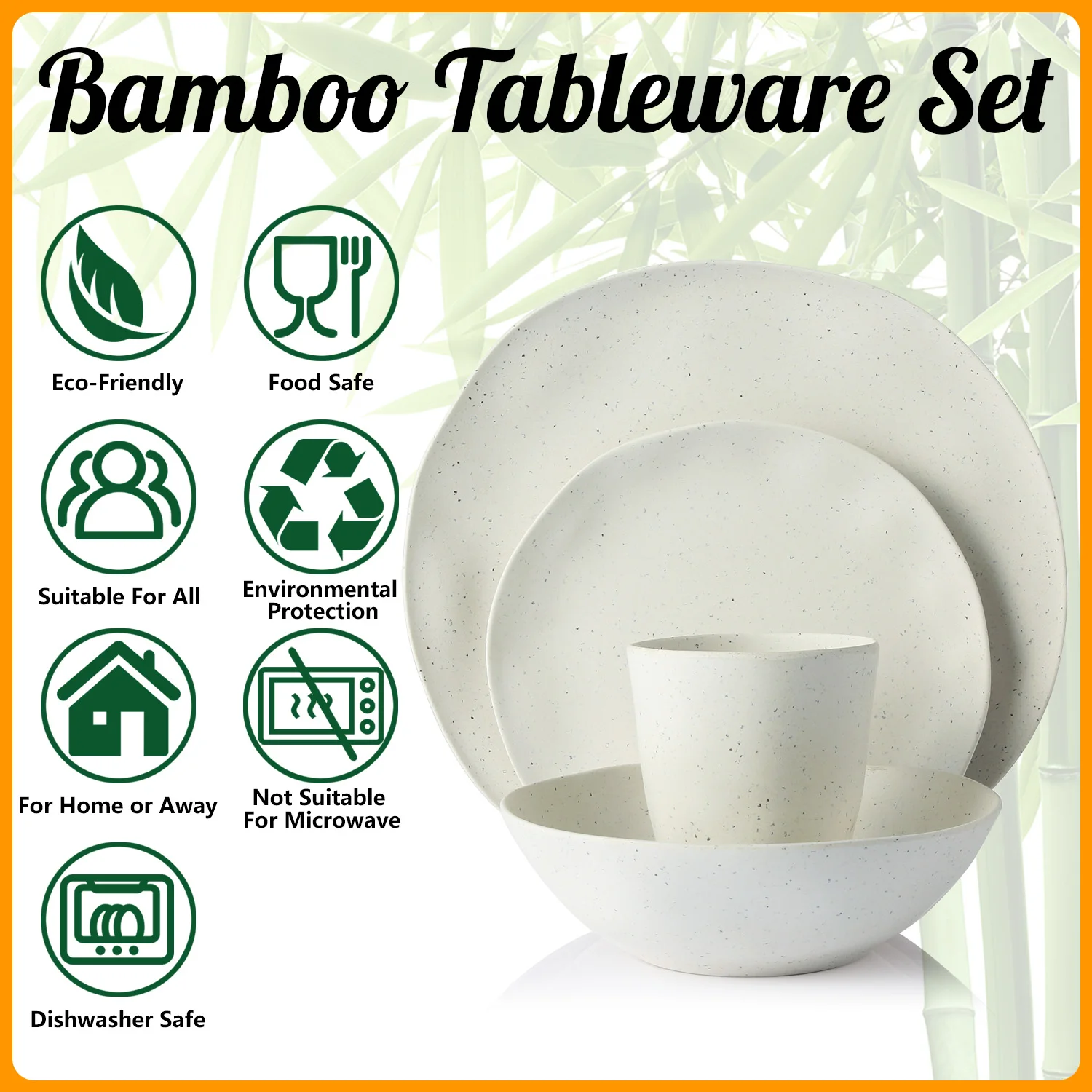 LEKOCH белая посуда 8 шт. для 2 человек бамбуковое волокно стандартная чаша салата