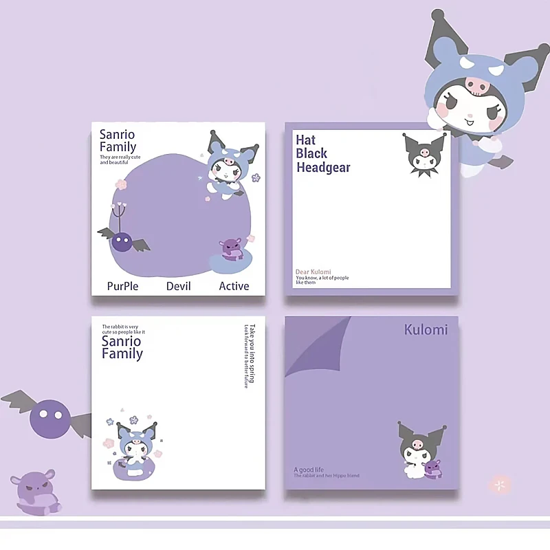 

Kawaii Sanrio Блокнот Творческий простой может наклеить аниме Kuromi teходная девушка студент офис сообщение Блокнот подарок для детей