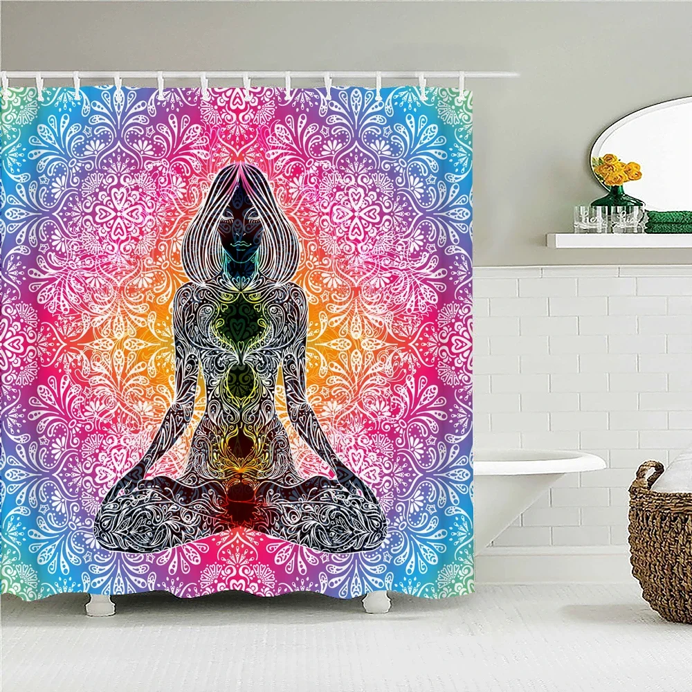 Индийская статуя Будды медитация 7 чакр 3d занавески для душа штора
