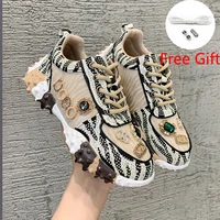 2022 spring summer rhinestone women sneakser ins tide diamond breathable luxury designers casual thick bottoms dad shoes